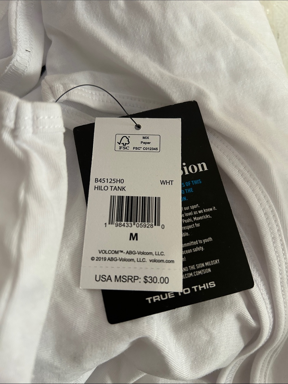 Volcom Hilo Tank in white, palm tree sunset Hawaiian islands print - Picture 7 of 8